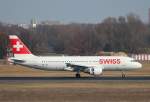 Swiss A 320-214 HB-JLR nach der Landung in Berlin-Tegel am 14.04.2013