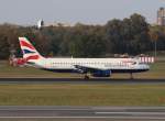 British Airways A 320-232 G-EUUX nach der Landung in Berlin-Tegel am 19.10.2013