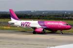 Wizz Air HA-LWP rollt zum Terminal in Dortmund 3.8.2014