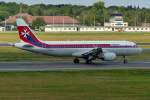 Air Malta Retrojet Airbus A320-214 9H-AEI bei Start in Berlin-Tegel. July 2014.