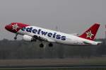 Edelweiss Air A 320-214 HB-IHY beim Start in Berlin-Tegel am 12.04.2014