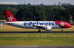 Edelweiss Air A 320-214 HB-IJW  nach der Landung in Berlin-Tegel am 11.07.2014