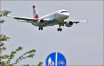 Austrian OE-LBQ, Airbus A320 bei der Landung auf Maribor Flughafen MBX.