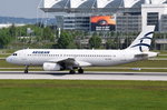 SX-DGV Aegean Airlines Airbus A320-232  beim Start in München am 15.05.2016