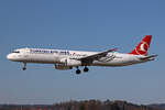 Turkish Airlines, TC-JSA, Airbus A321-231, msn: 5154,  Gaziosmanpaşa , 08.April 2025, ZRH Zürich, Switzerland.