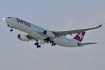 Swiss A330-343 HB-JHJ am 19.1.19 nach dem Start in Zürich.