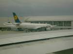 Ein Airbus A330 der Lufthansa steht in Detroit am Gate. Fotografiert aus einem A330 der NWA.(19.10.06) 