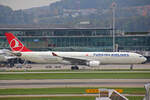 Turkish Airlines, TC-JNS, Airbus A330-303, msn: 1458,  Hattusas , 10.Oktober 2022, ZRH Zürich, Switzerland.