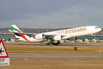 Emirates Airlines, A6-ERA, Airbus A340-541, msn: 457, 23.Januar 2006, ZRH Zürich, Switzerland.