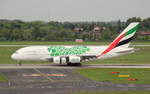 Emirates, A6-EOJ,MSN 182, Airbus A 380-861,27.04.2018,DUS-EDDL, Düsseldorf, Germany (Expo 2020 Dubai green livery) 