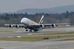 A380 A6-EEY von Emirates mit Expo 2020 Livery am 26.1.19 beim Abheben am Flughafen Zürich.