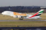 Emirates Airbus A380-861 A6-EOU beim Start in Düsseldorf 1.2.2019