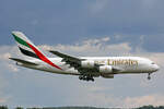 Emirates Airlines, A6-EDS, Airbus, A380-861, msn: 86, 30.Juli 2022, ZRH Zürich, Switzerland.