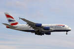 British Airways, G-XLEF, Airbus A380-841, msn: 151, 03.Juli 2023, LHR London Heathrow, United Kingdom.