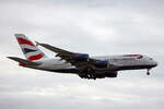 British Airways, G-XLEJ, Airbus A380-841, msn: 192, 04.Juli 2023, LHR London Heathrow, United Kingdom.