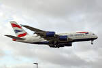 British Airways, G-XLEF, Airbus A380-841, msn: 151, 05.Juli 2023, LHR London Heathrow, United Kingdom.