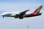 Asiana Airbus A380-841 HL7625 bei der Landung in Frankfurt 7.8.2025