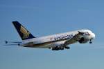 Singapore Airlines, 9V-SKH, Airbus A380-841. Der Gigant der Lfte nimmt Kurs nach Singapore. 14.11.2010