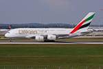 Emirates, A6-EDW, Airbus A 380-861 beim Start in MUC nach Dubai (DXB) 10.09.2012