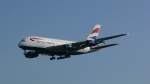 Der erste Airbus A380 von British Airways in Frankfurt am 14.08.2013.Die Kennung lautet G-XLEA.