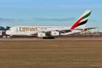 A6-EDH / Emirates / A380-861 beim Start in MUC nach Dubai (DXB) 08.01.2014
