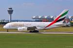 A6-EEI / Emirates / A380-861 beim Start in MUC nach Dubai (DXB) 13.06.2014