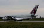 Qatar Airways, F-WWAJ, Reg.A7-APB, (c/n 0143), Airbus A 380-861, 09.10.2014, XFW-EDHI, Hamburg-Finkenwerder, Germany 