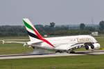 Emirates (EK-UAE), A6-EDH, Airbus, A 380-861 (Expo 2020 Dubai-Sticker), 22.08.2015, DUS-EDDL, Düsseldorf, Germany 