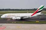 Emirates (EK-UAE), A6-EDH, Airbus, A 380-861 (Expo 2020 Dubai-Sticker), 22.08.2015, DUS-EDDL, Düsseldorf, Germany 