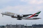 A6-EEC Emirates Airbus A380-861  am 14.05.2016 in München gestartet