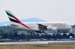 A6-EOI Emirates Airbus A380-861  vor der Landung in Frankfurt am 01.08.2016  