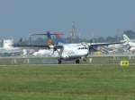 Ein ATR-72 der Lufthansa Regional beim Aufsetzen in Stuttgart am 30.08.2008.