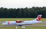 Die Czech Airlines ATR-72 OK-CFQ nach der Landung in Hamburg Fuhlsbüttel am 28.08.14