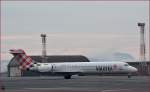 Volotea EI-EXJ, Boeing 717-2BL auf Maribor Flughafen MBX.