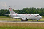 Tunisair, TS-IOI, Boeing B737-5H3, msn: 27257/2583,  Mahdia ,  60 ans  Bemalung, 14.Juni 2008, BSL Basel - Mühlhausen, Switzerland.