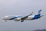 El Al Israel Airlines, 4X-EKI, Boeing B737-86N, msn: 28587/192,  Modi'in Maccabim Re'ut , 28.März 2025, ZRH Zürich, Switzerland.