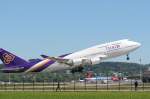 Boeing 747-400 beim Start in Zrich am 18.5.2011.