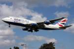 British One World B747-400 G-CIVK im Anflug auf 27L in LHR / EGLL / London Heathrow am 24.08.2011