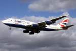 British One Wold B747-400 G-BNLI im Anflug auf 27L in LHR / EGLL / London Heathrow am 22.02.2014