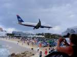 Boeing 757 N201UU von US Airways im Endteil des Princess Juliana International Airports (SXM) auf St.Maarten am 5.3.2013