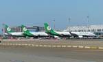 EVA Air, Boeing 777-35E (ER) B-16706, Boeing 787-10 Dreamliner B-17801, Airbus A 330-203 B-16311 an den Gates in Taoyuan Taipei (TPE) am 12.9.2019