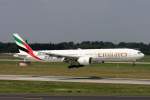 Emirates, A6-EGO, Boeing, 777-300 ER (1000th-777 Sticker), 11.08.2012, DUS-EDDL, Dsseldorf, Germany     