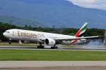 Emirates Airlines, A6-EGM, Boeing 777-31HER, 9. August 2014, GVA  Genève, Switzerland.