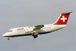 SWISSAIR Express (Opeared by Debonair), G-DEBL, BAe 146-200, msn: E2014, Mai 1999, ZRH Zürich, Switzerland. Scan aus der Mottenkiste.