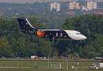 Titan Airways, G-ZAPK, BAe 146-200 im Landeanflug in MUC aus London-Stansted (STN) 19.05.2012