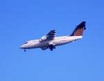 Eurowings mit British Aerospace BAe 146-200 D-AEWF beim Landeanflug zum Flughafen Berlin Tegel, 29.09.08 Berlin-Pankow.