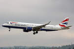 BA CityFlyer, G-LCAE, Embraer ERJ-190LR, msn: 19000539, 03.Mai 2023, ZRH Zürich, Switzerland.