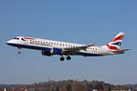 BA CityFlyer, G-LCYO, Embraer ERJ-190LR, msn: 19000490, 08.April 2025, ZRH Zürich, Switzerland.