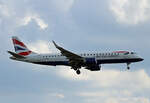 British Airways, ERJ-190-100SR, G-LCYZ, BER, 02.05.2025