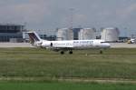Eine Fokker 100 (F28-0100) der Air France by Brit' Air mit der Kennung      F-GKHE aufgenommen am 30.05.09 am Stuttgarter Flughafen.